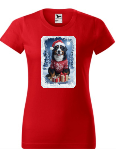 Vánoční tričko dámské  se Bernským salašnickým psem2